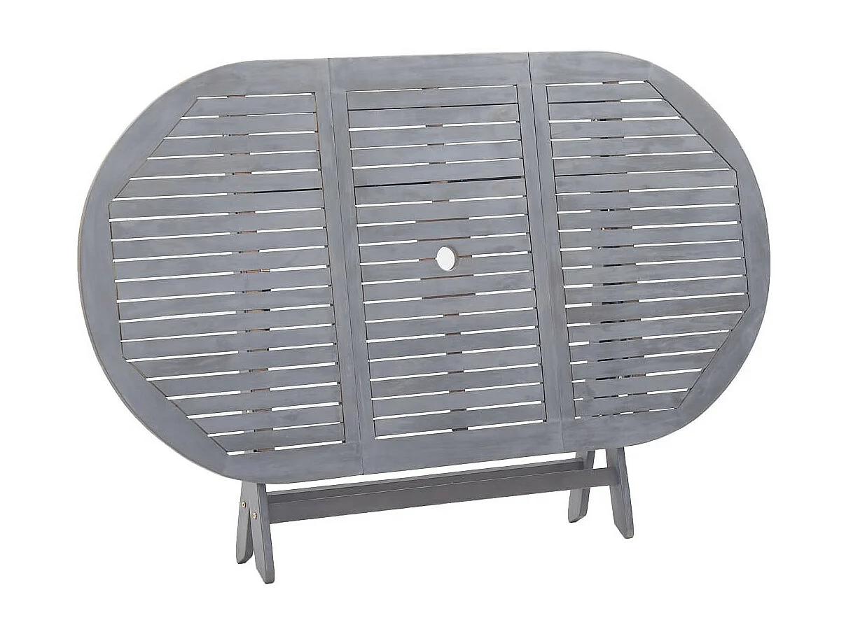 Mobilier à dîner de jardin 9 pcs Bois d'acacia massif Gris 2