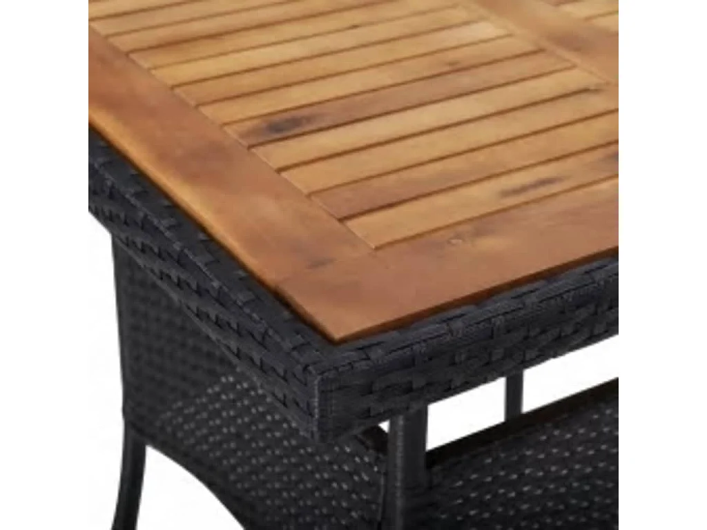 Ensemble à dîner de jardin 3 pcs Noir Résine tressée et acacia 5