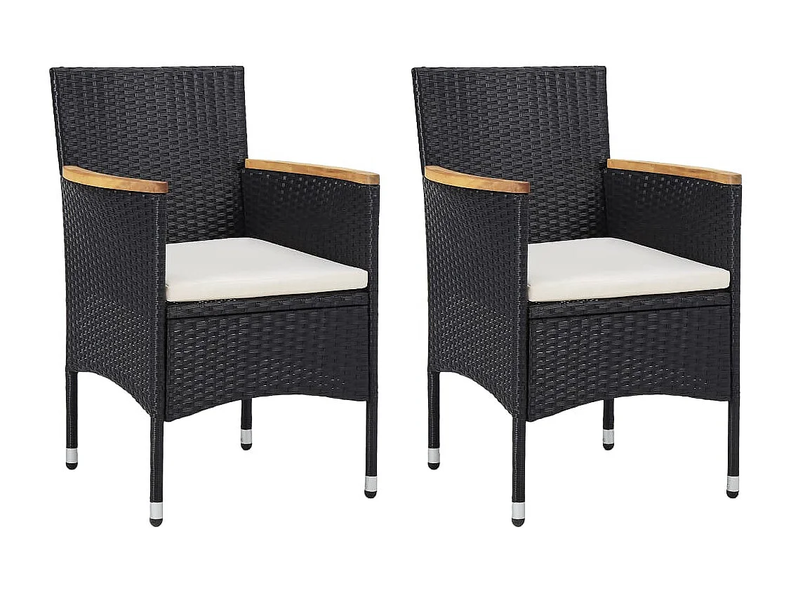 Ensemble à dîner de jardin 3 pcs Noir Résine tressée et acacia 5