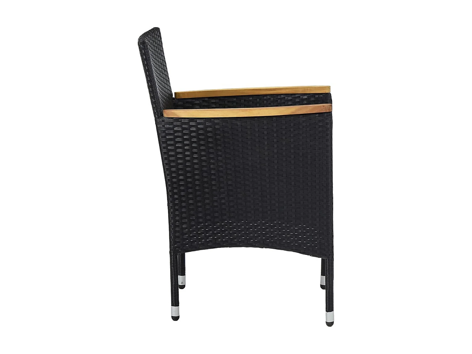 Ensemble à dîner de jardin 3 pcs Noir Résine tressée et acacia 5