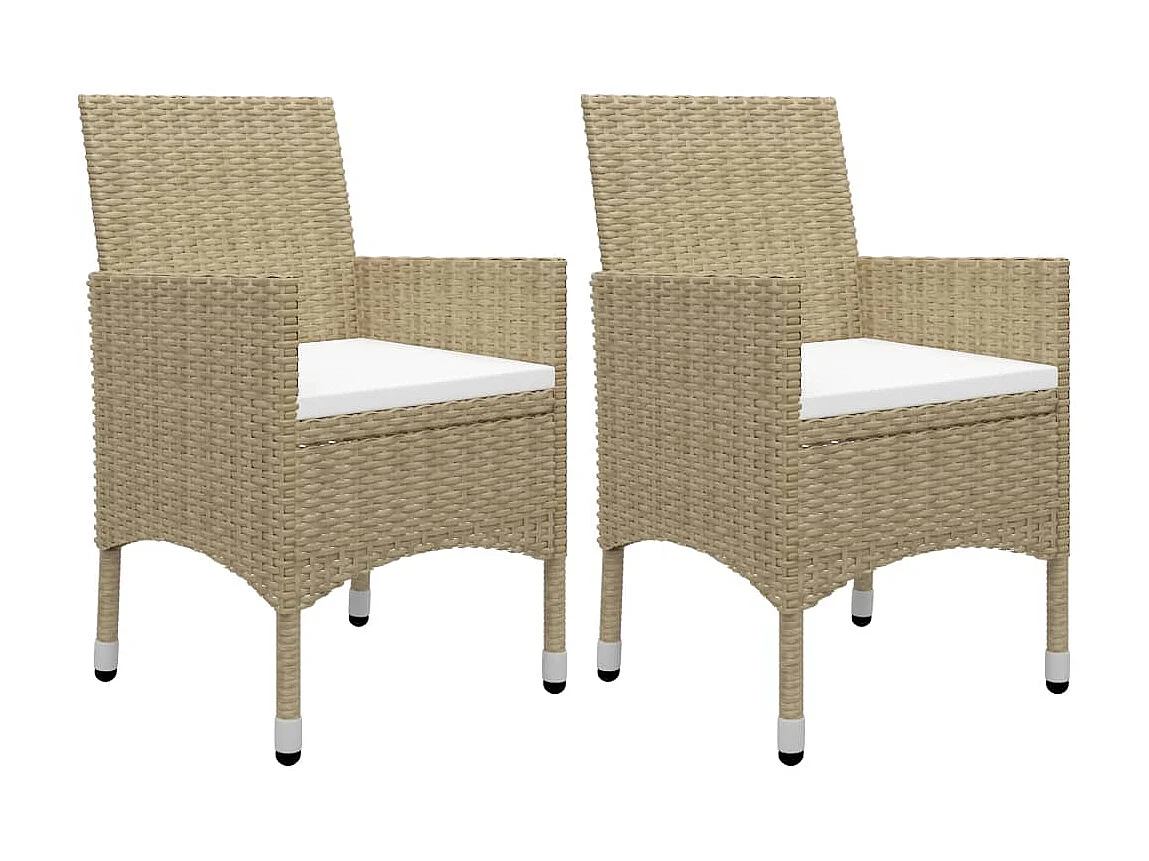 Mobilier à dîner de jardin 3 pcs Beige Résine tressée et verre