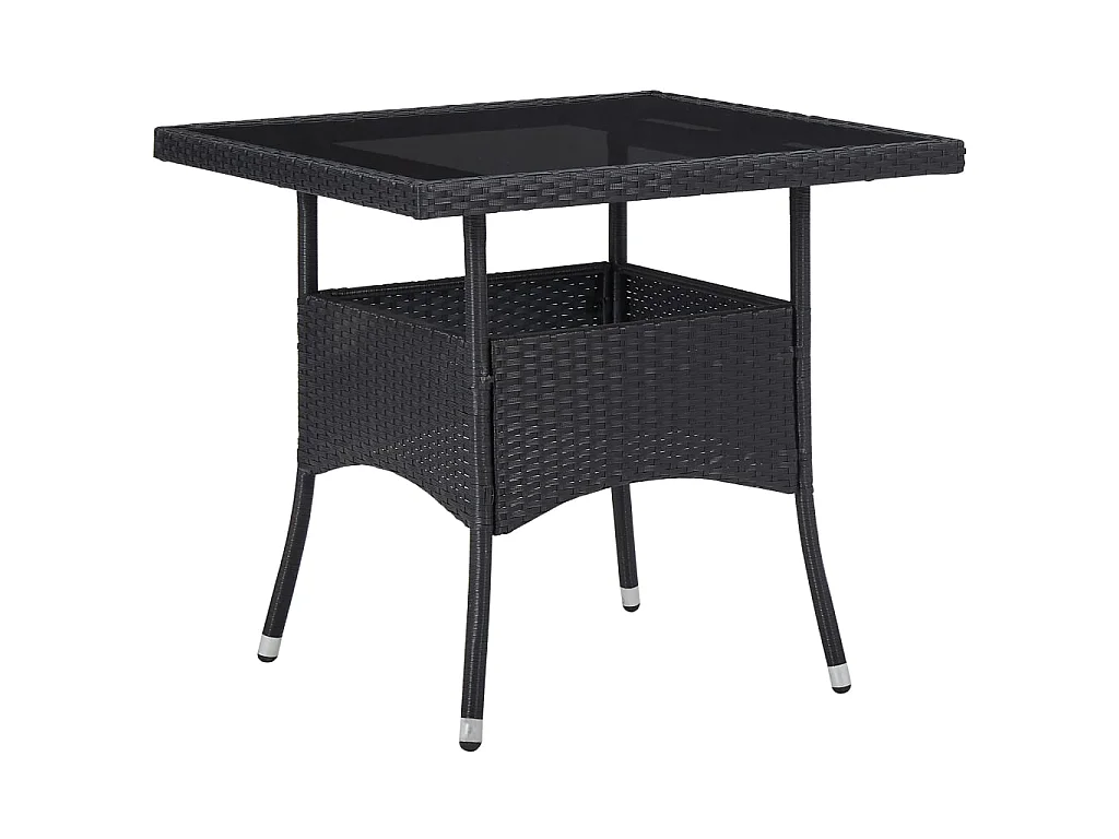 Ensemble à dîner de jardin 3 pcs Noir Résine tressée et verre