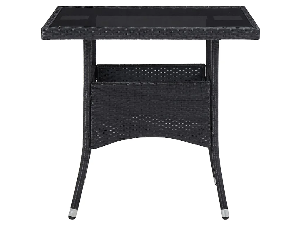 Ensemble à dîner de jardin 3 pcs Noir Résine tressée et verre