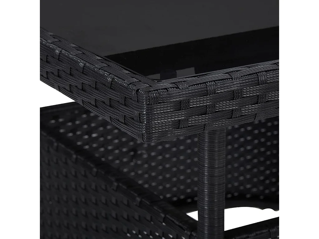 Ensemble à dîner de jardin 3 pcs Noir Résine tressée et verre