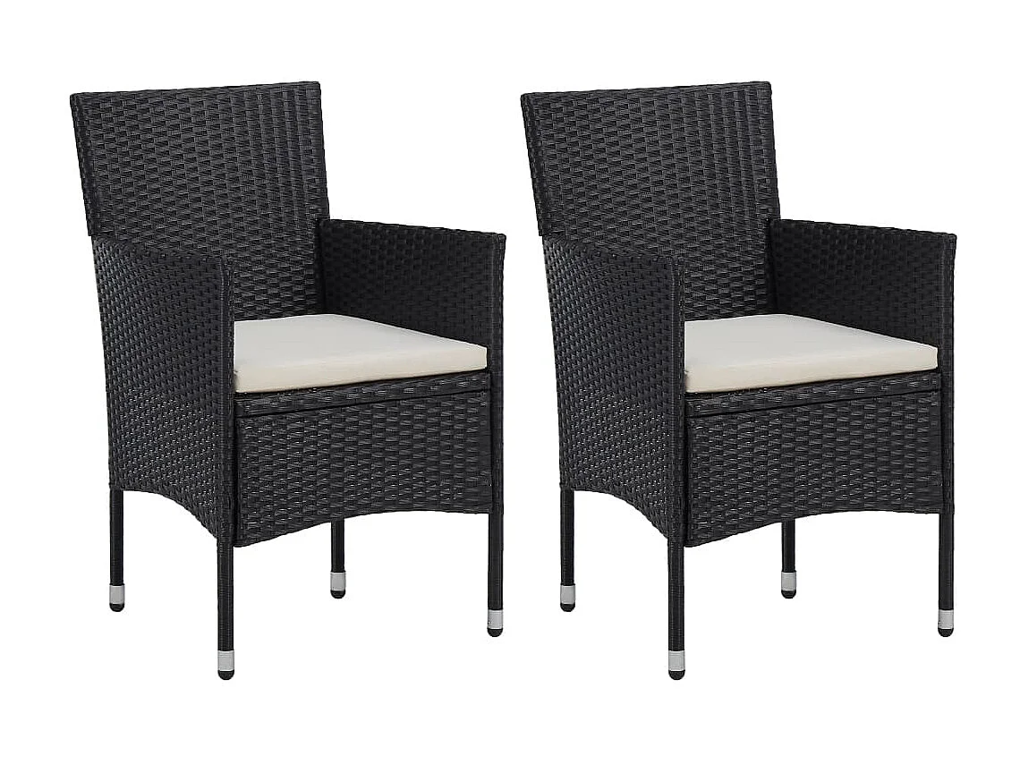 Ensemble à dîner de jardin 3 pcs Noir Résine tressée et verre