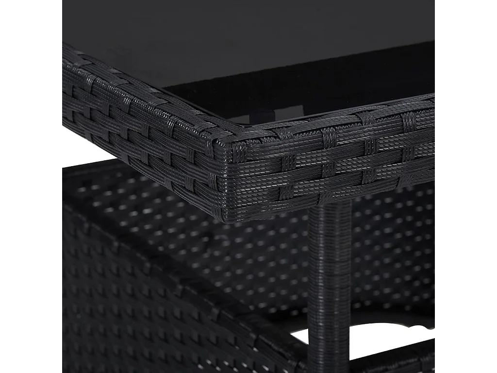 Ensemble à dîner de jardin 3 pcs Noir Résine tressée et acacia 4