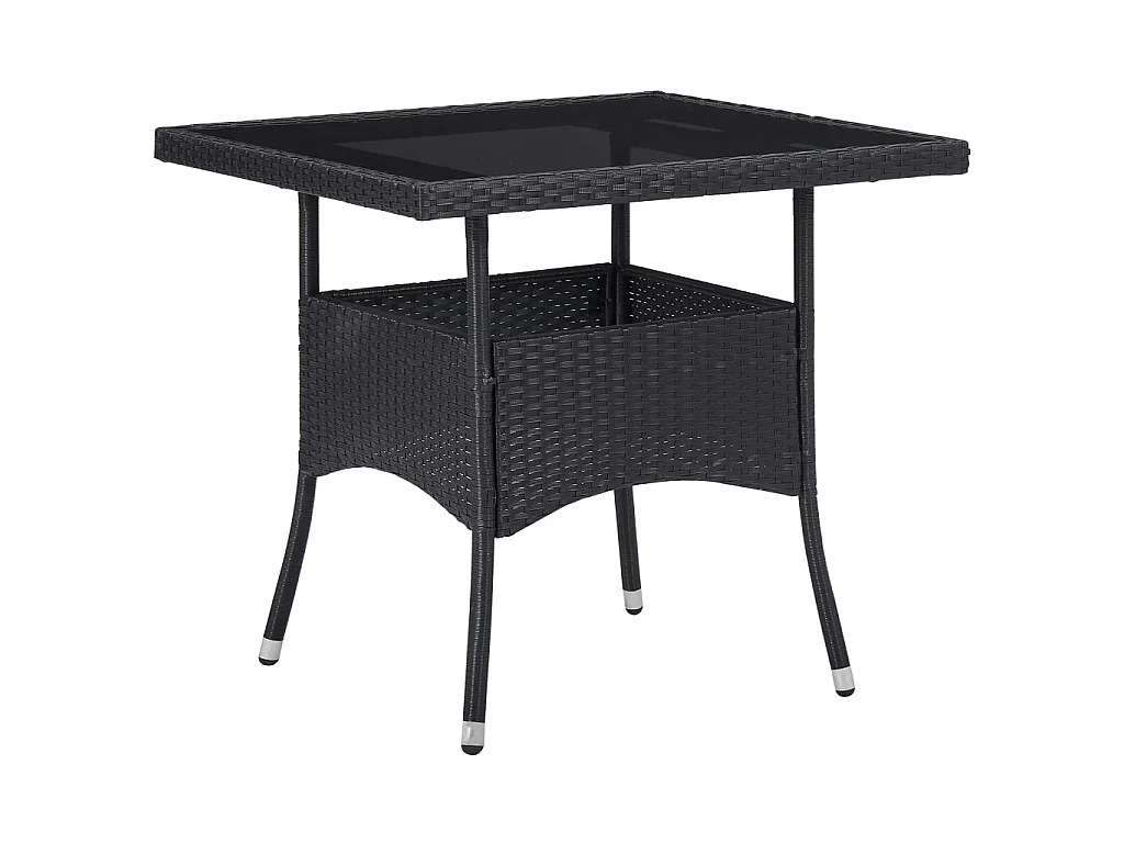 Ensemble à dîner de jardin 3 pcs Noir Résine tressée et acacia 4