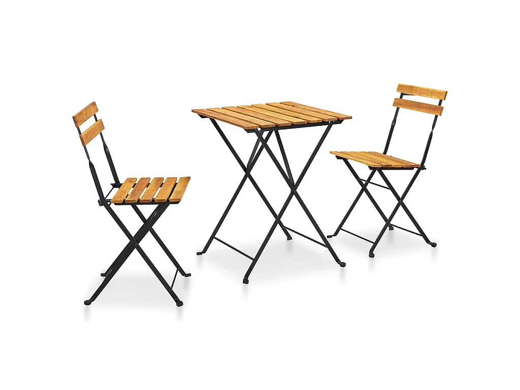 Mobilier de bistro pliable 3 pcs Bois d'acacia solide