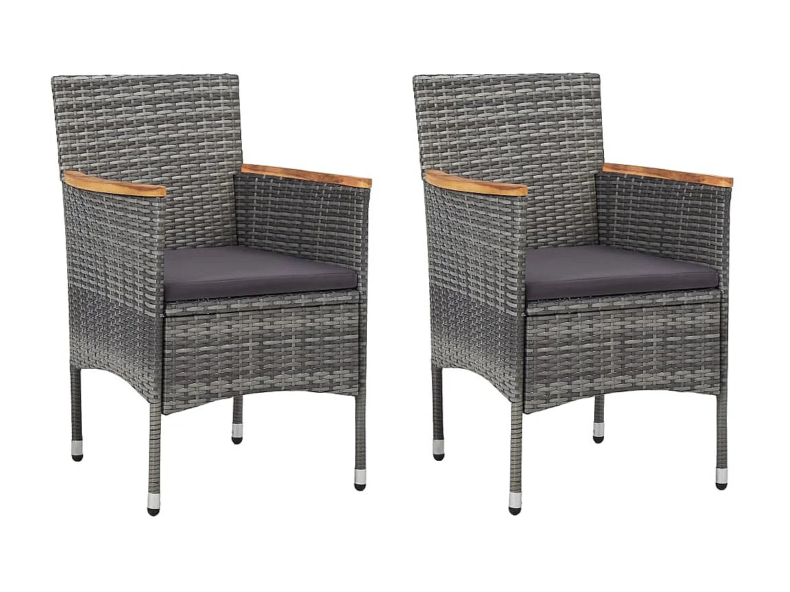 Ensemble à dîner de jardin 3 pcs Gris Résine tressée et acacia