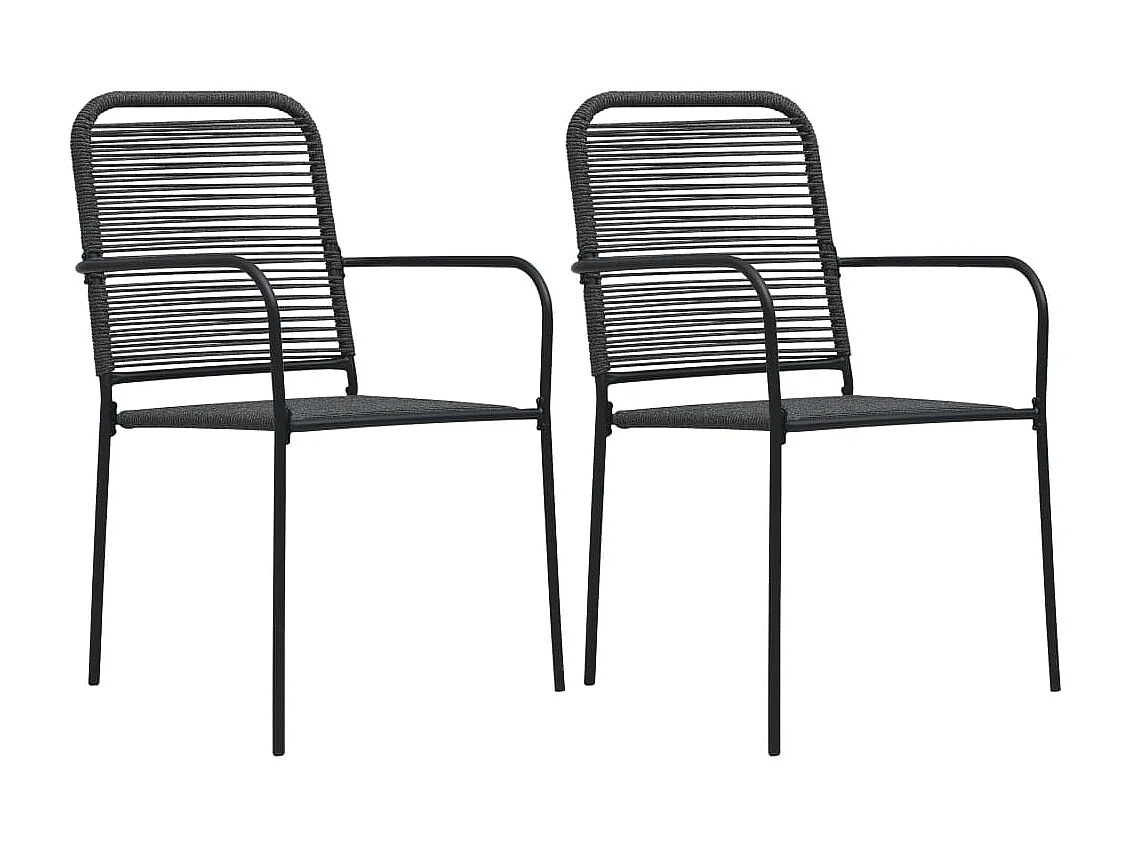 Mobilier à dîner d'extérieur 3 pcs Corde en coton et acier Noir