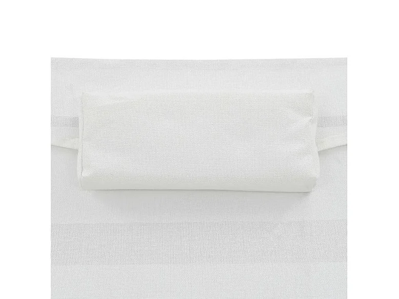 Set de 2 chaises longues 1 table blanc et résine noire Fatis