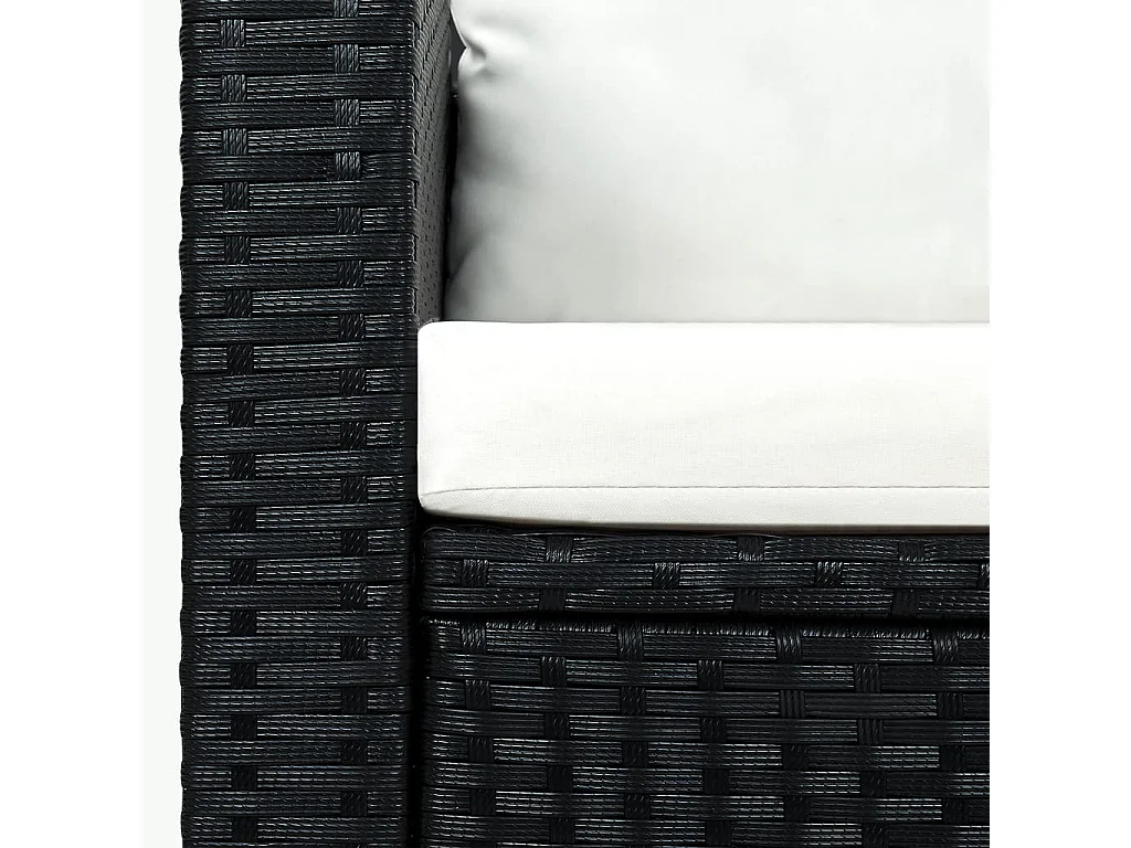 Salon de jardin 3 pcs avec coussins Résine tressée Noir 3