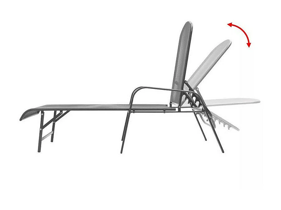 Set de 2 chaises longues et 1 table métal anthracite Reikish