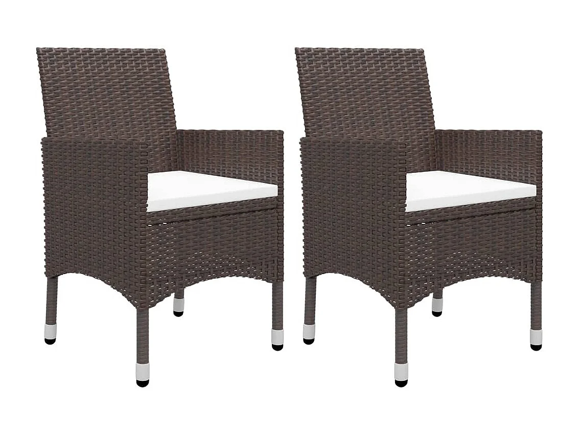 Mobilier à dîner de jardin 3 pcs Marron Résine tressée et verre