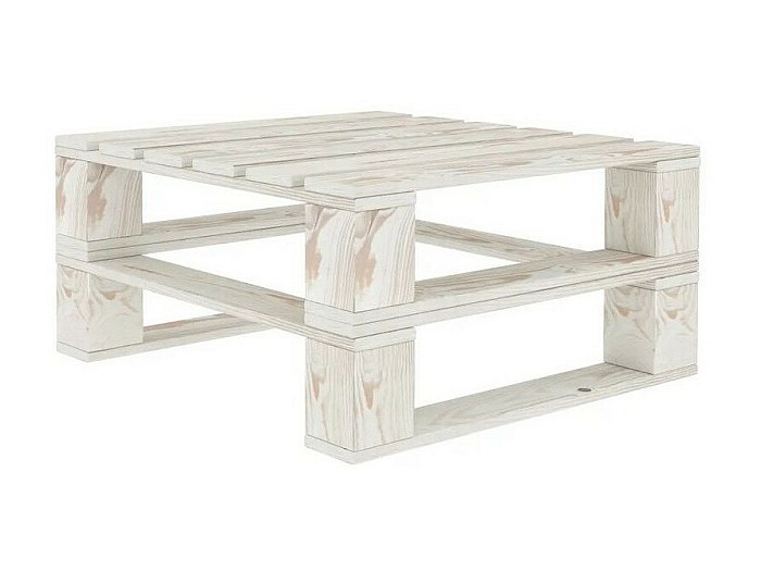 Table basse de jardin palette pin massif blanc Myree