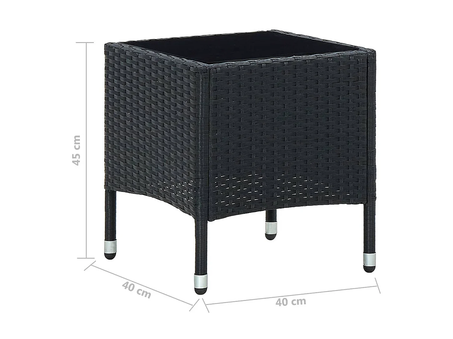 Table de jardin Noir 40x40x45 Résine tressée