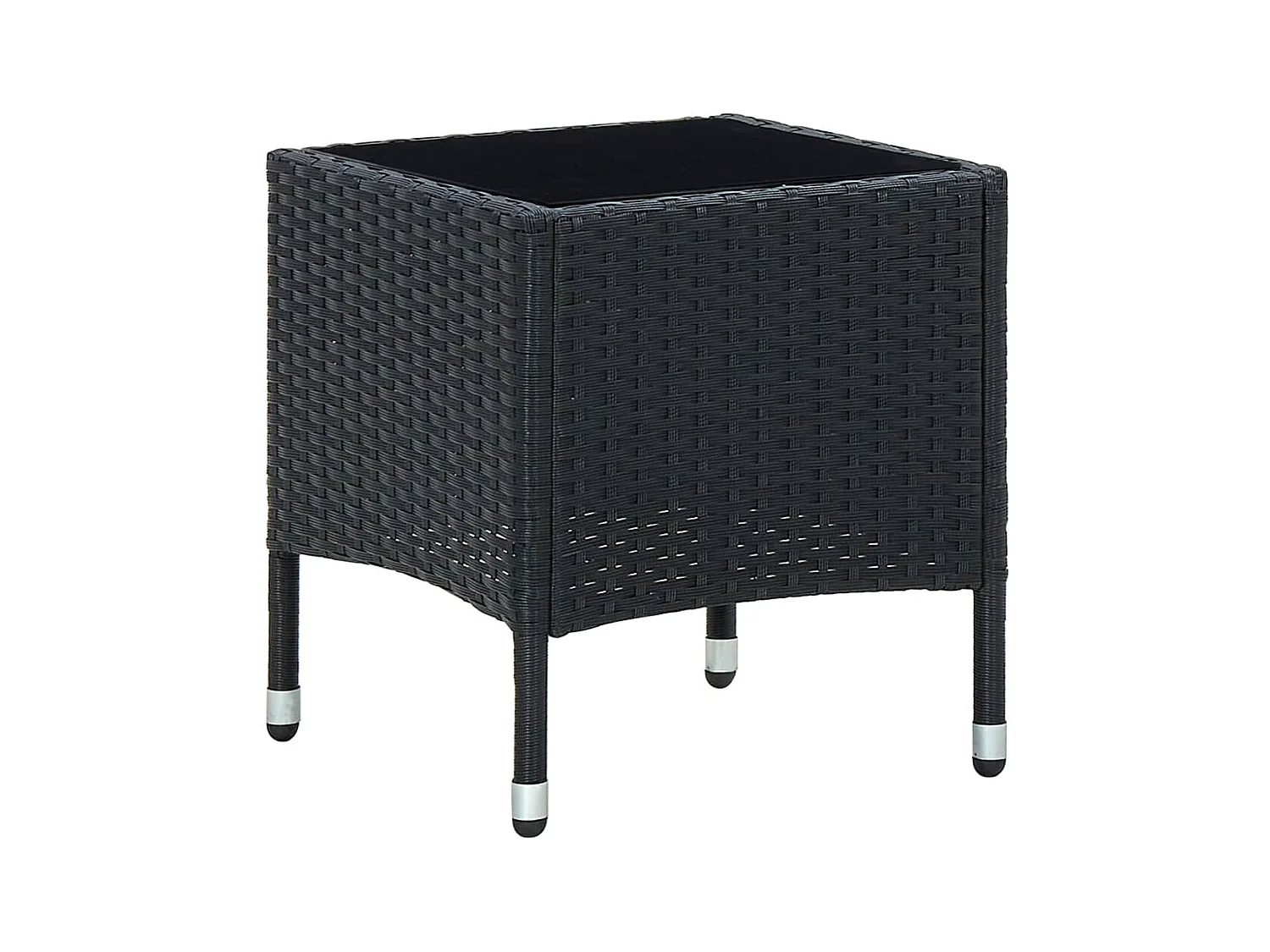 Table de jardin Noir 40x40x45 Résine tressée