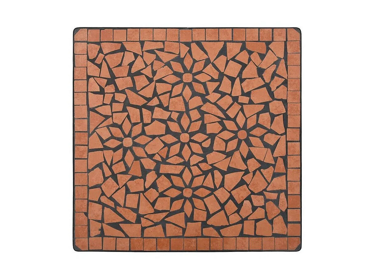 Petite table de jardin carrée céramique marron et métal noir Keani