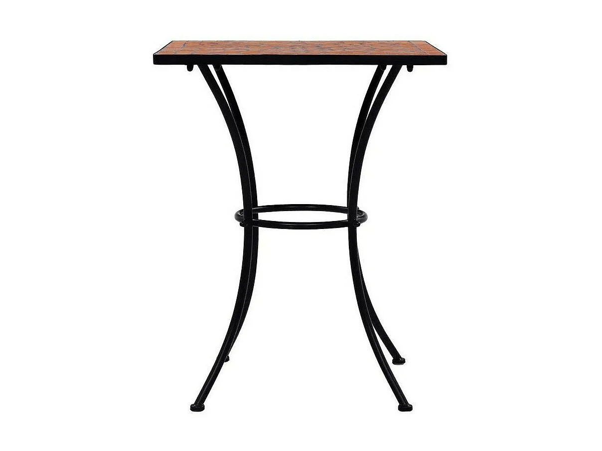 Petite table de jardin carrée céramique marron et métal noir Keani