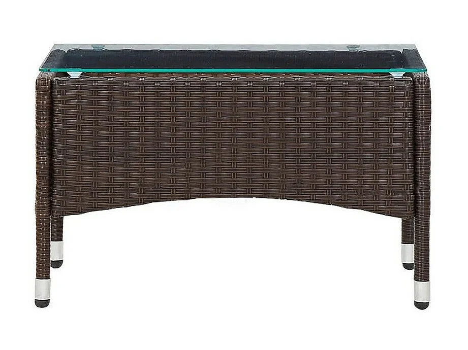 Table basse de jardin verre et résine tressée marron Jaade