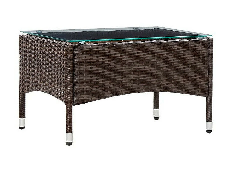 Table basse de jardin verre et résine tressée marron Jaade