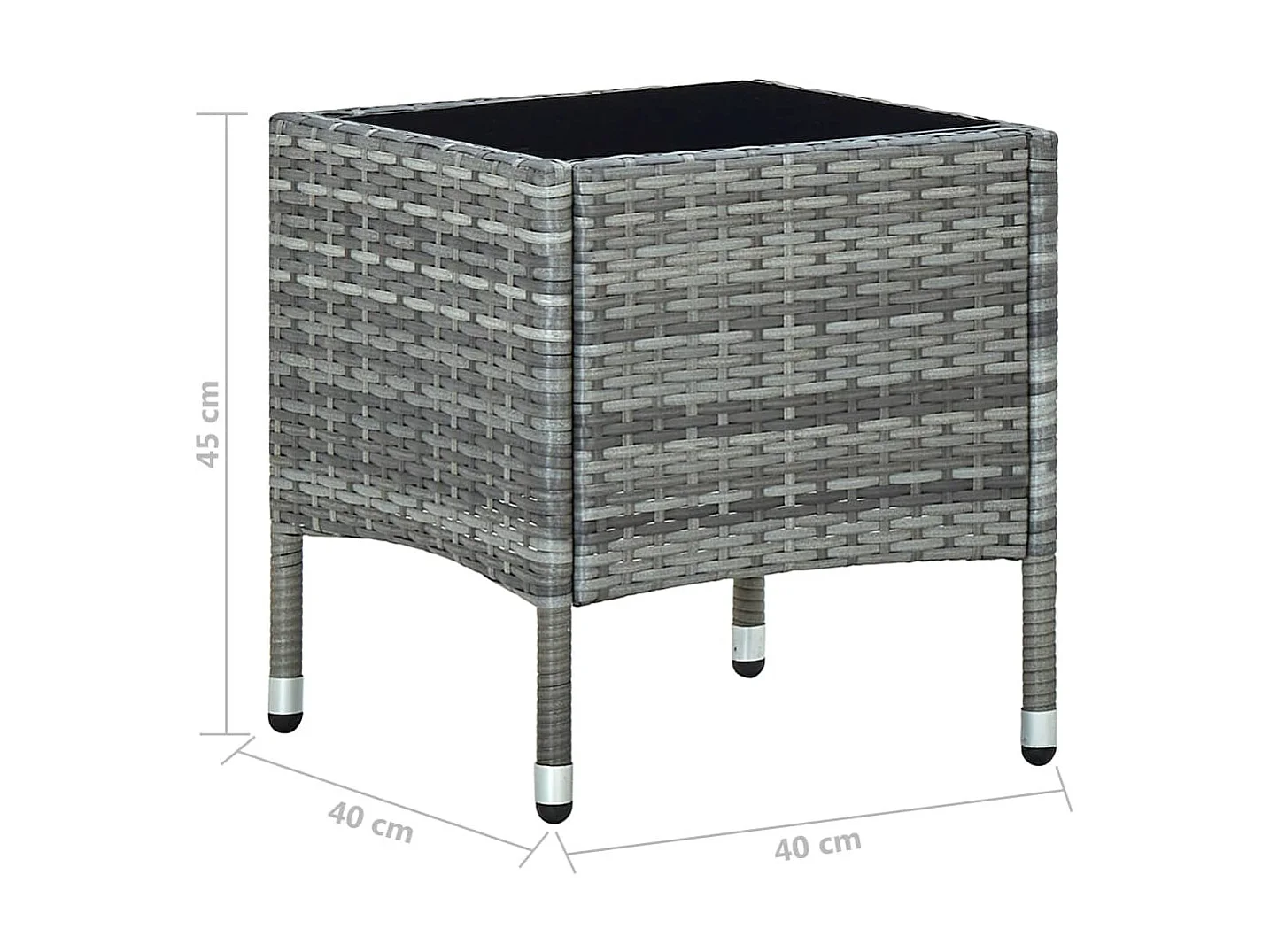 Table de jardin Gris 40x40x45 Résine tressée