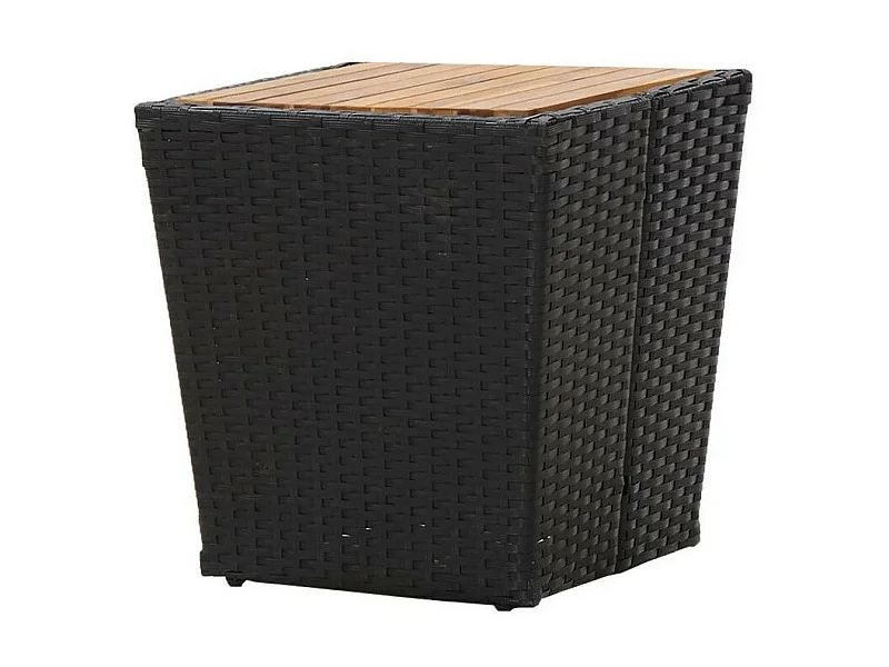 Table d'appoint de jardin carrée acacia et résine noire Jaade