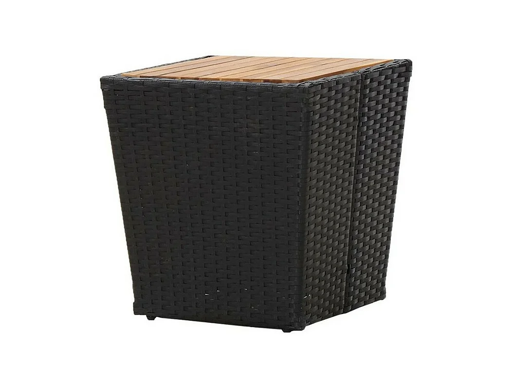 Table d'appoint de jardin carrée acacia et résine noire Jaade