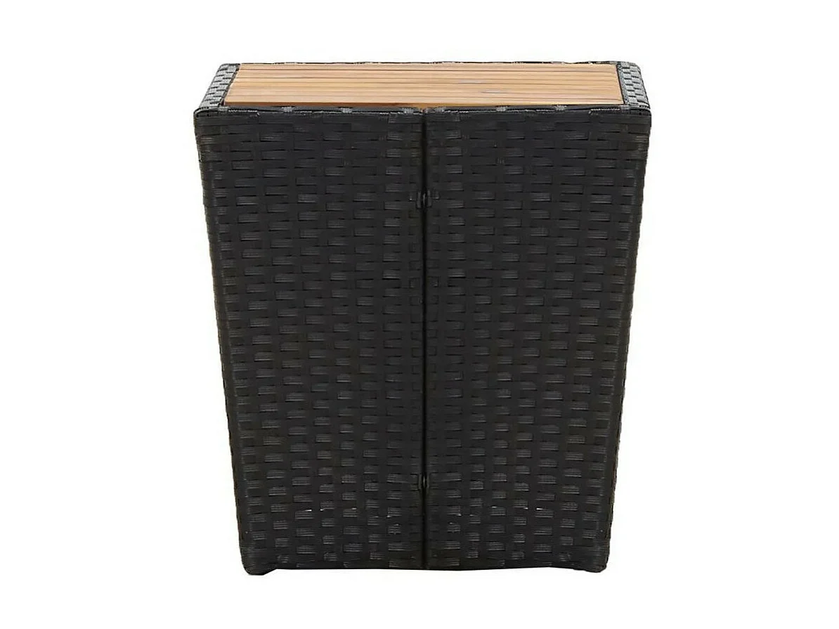 Mesa de centro ratán PE y madera maciza acacia 41,5x41,5x43 cm Negro