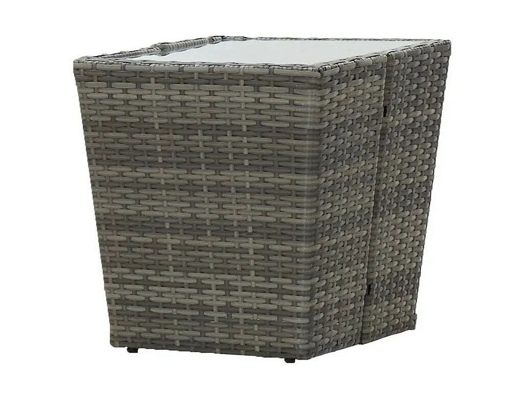 Table d'appoint de jardin carrée verre et résine grise Jaade