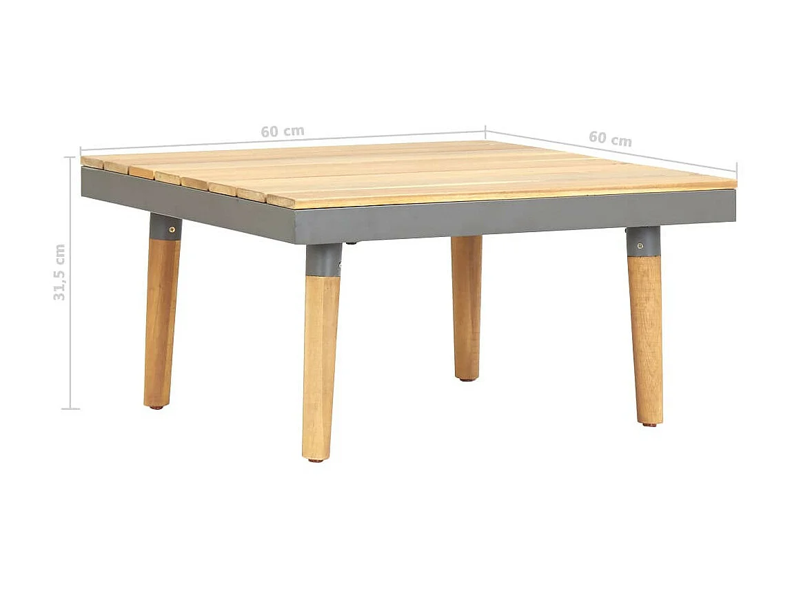 Table basse de jardin 60x60x31,5 Bois solide d'acacia