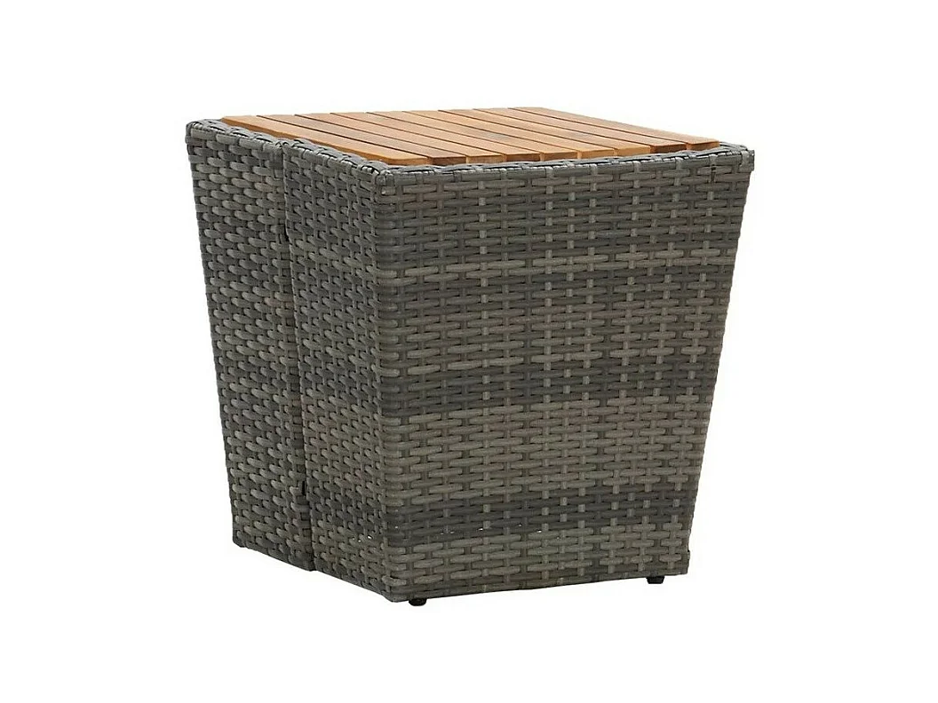 Table d'appoint de jardin carrée acacia et résine grise Jaade