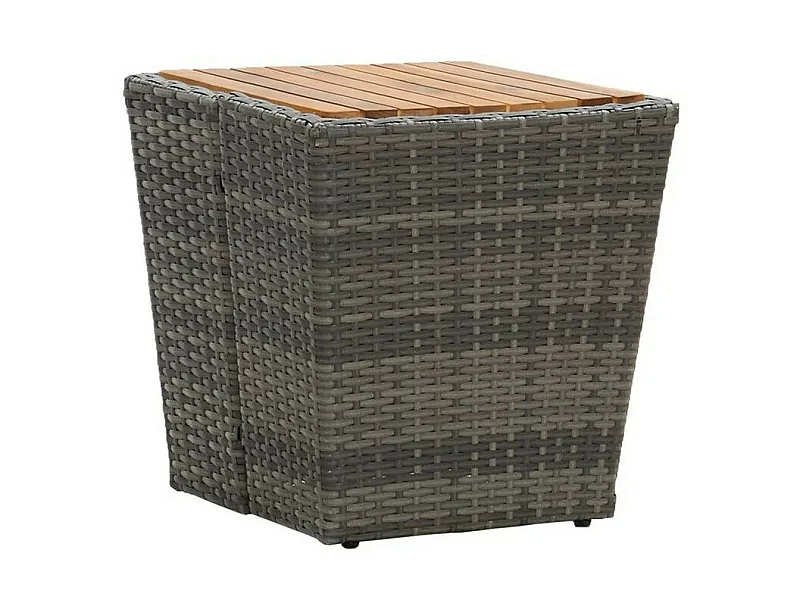 Table d'appoint de jardin carrée acacia et résine grise Jaade