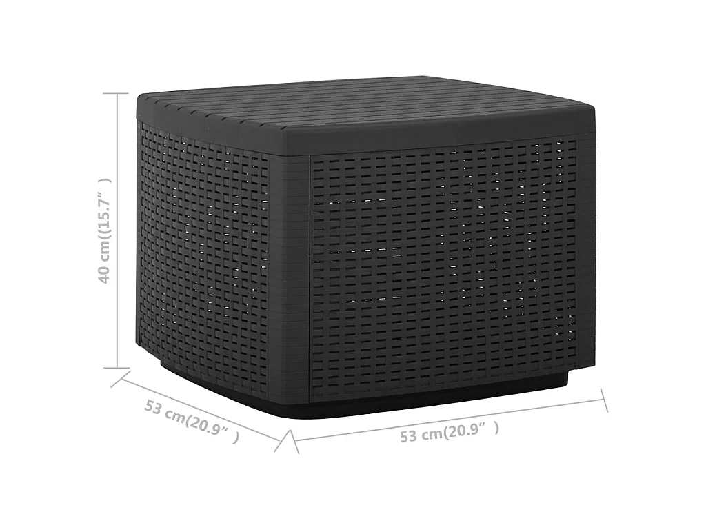 Tuintafel 53x53x40 cm kunststof grijs