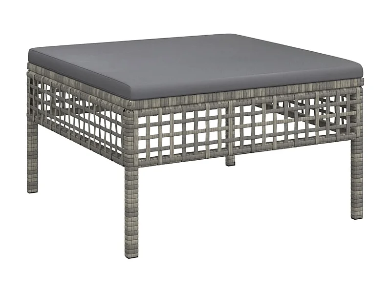 Tabouret de jardin avec coussin gris résine tressée