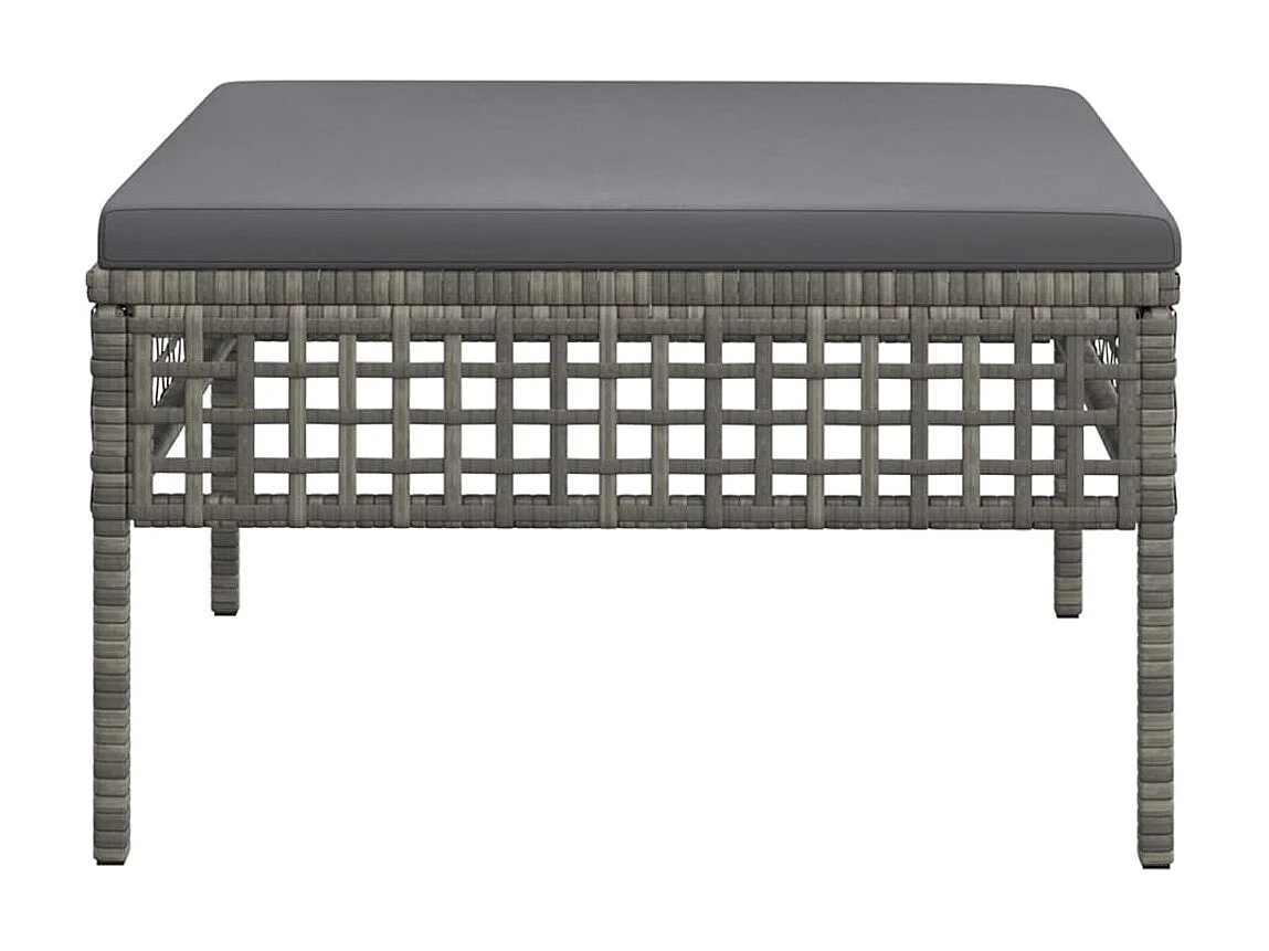 Tabouret de jardin avec coussin gris résine tressée