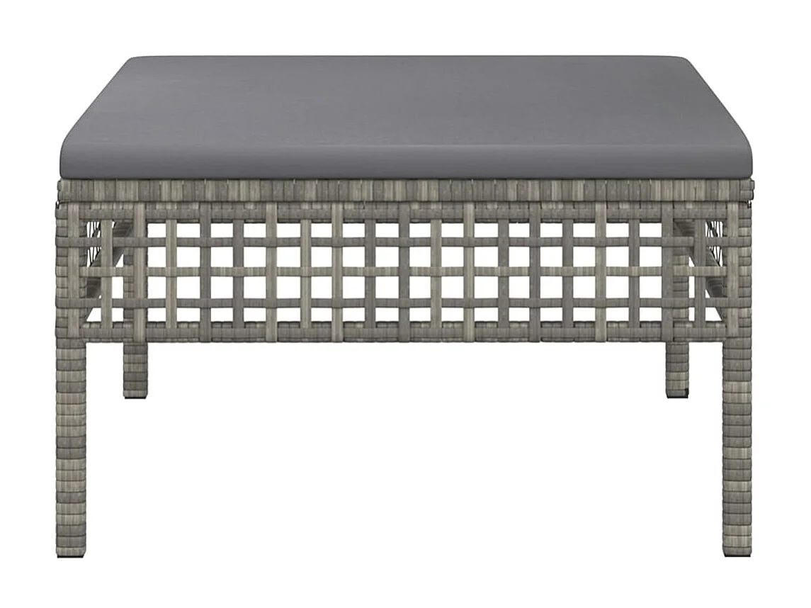 Tabouret de jardin avec coussin gris résine tressée