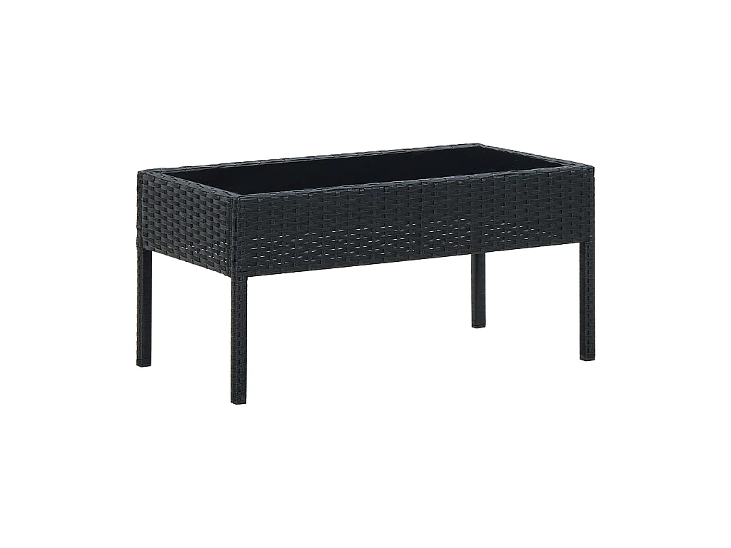 Table de jardin Noir 75x40x37 Résine tressée