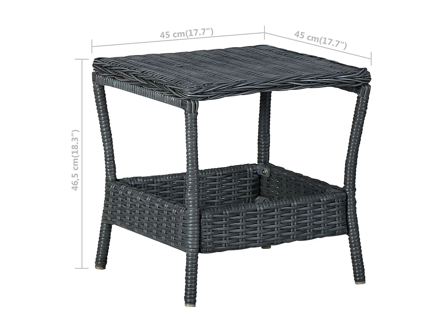 Table de jardin Gris foncé 45x45x46,5 Résine tressée