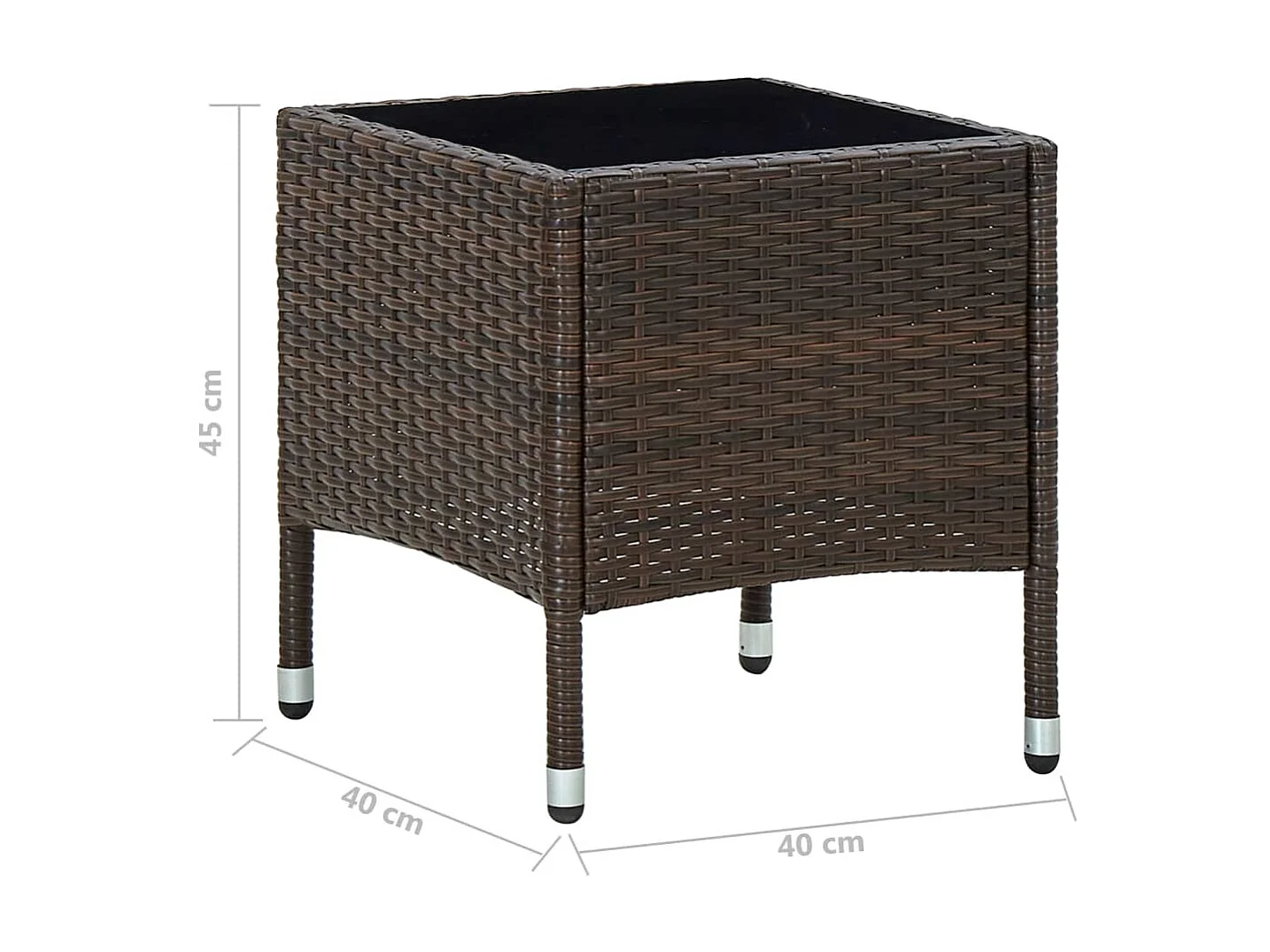 Table de jardin Marron 40x40x45 Résine tressée