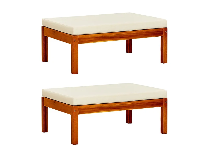 Repose-pieds de jardin 2 pcs Bois d'acacia massif