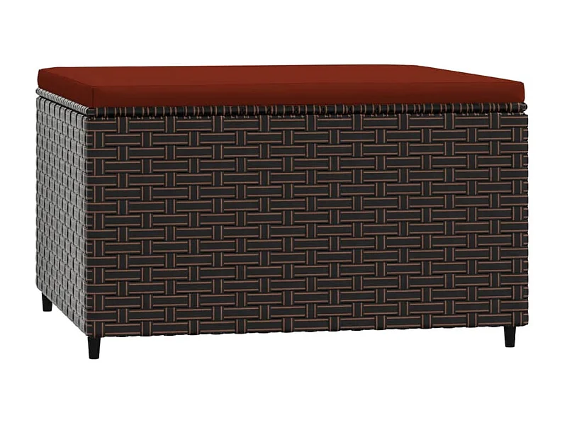 Repose-pied de jardin avec coussin marron résine tressée 2