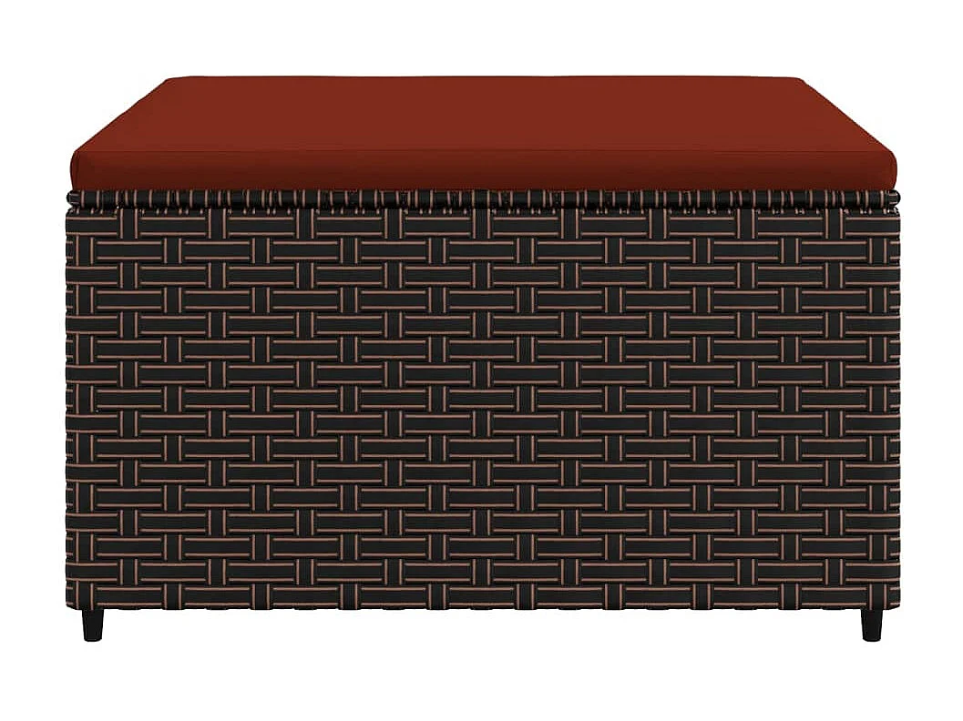 Repose-pied de jardin avec coussin marron résine tressée 2