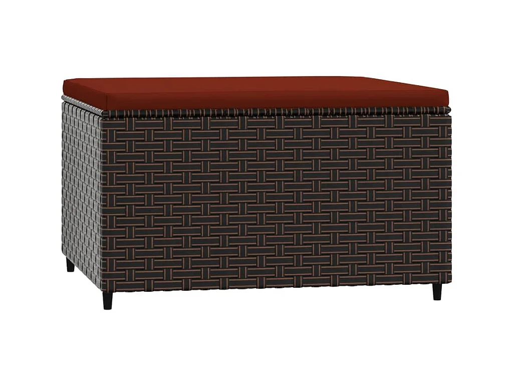 Repose-pied de jardin avec coussin marron résine tressée 2