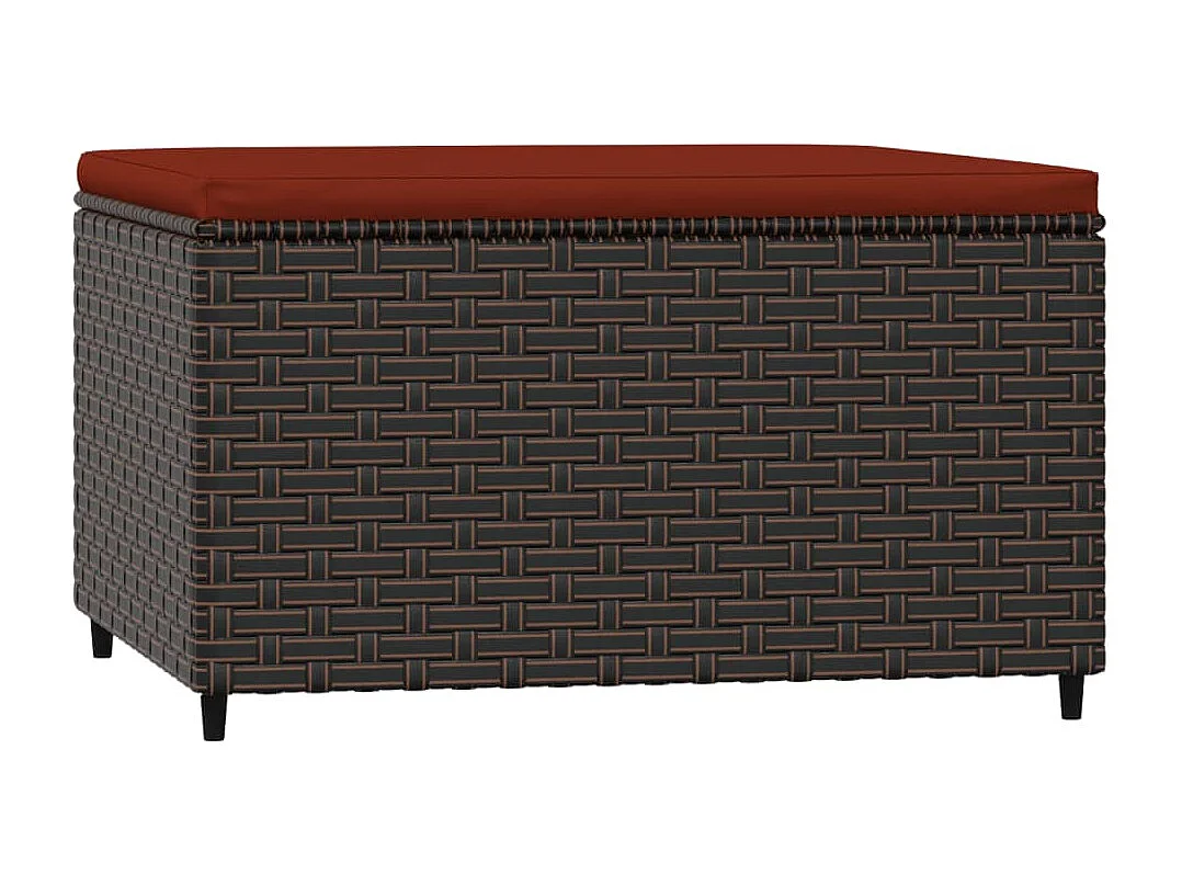 Repose-pied de jardin avec coussin marron résine tressée 2