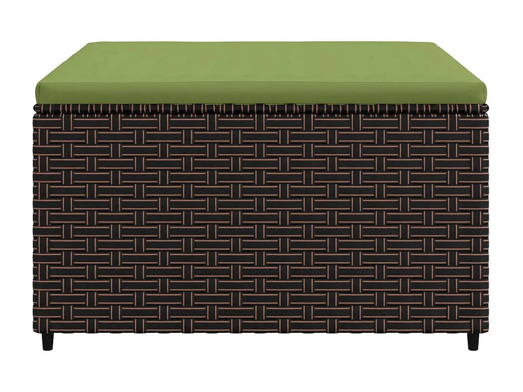 Repose-pied de jardin avec coussin marron résine tressée