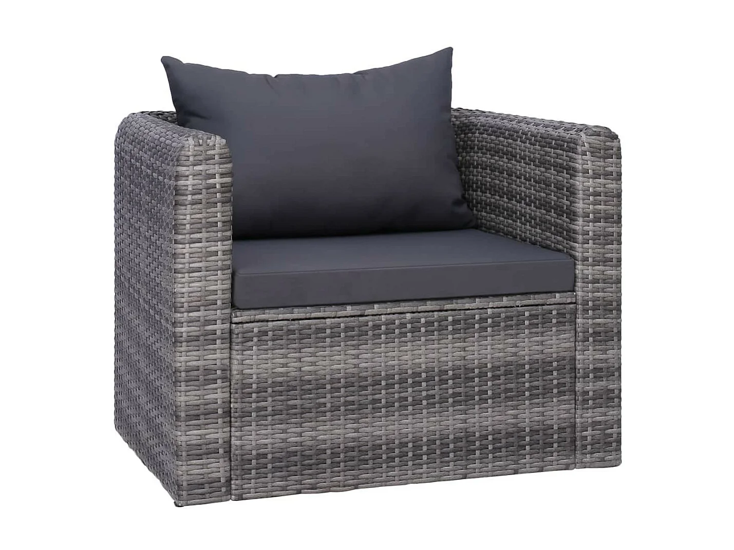 Tuinstoel met kussens poly rattan grijs