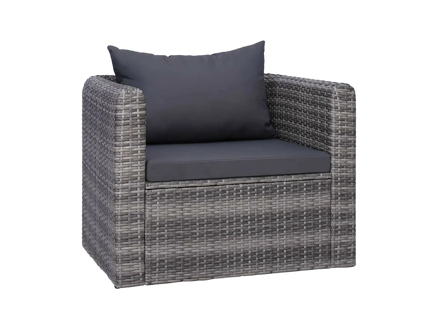 Fauteuil de jardin avec coussin et oreiller résine tressée gris Hiel