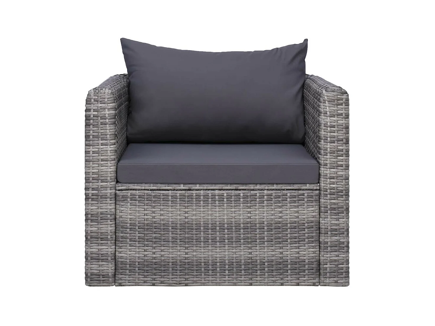 Fauteuil de jardin avec coussin et oreiller résine tressée gris Hiel