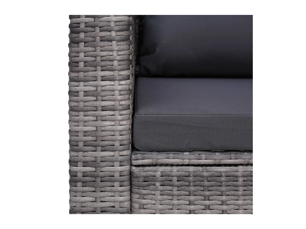 Fauteuil de jardin avec coussin et oreiller résine tressée gris Hiel